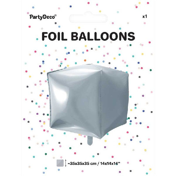 35cm Cube Shaped Silver Foil