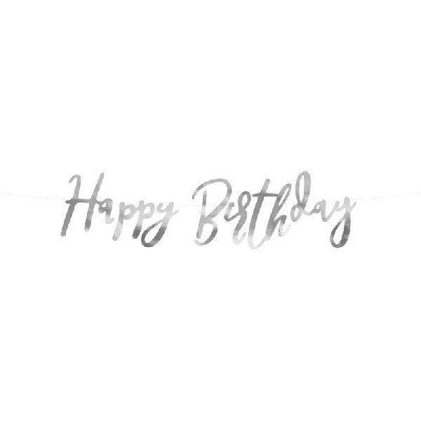 HAPPY BIRTHDAY SILVER DIE CUT BANNER