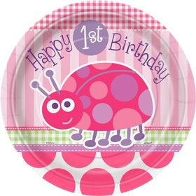 1ST B/DAY LADYBUG 9IN PLATES