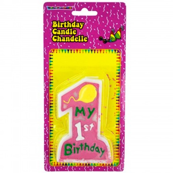 My 1st Birthday Candle Pink