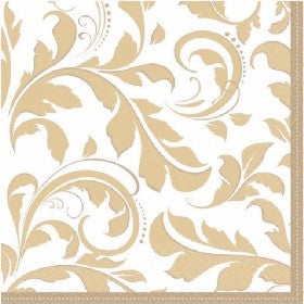 GOLD ELEGANT SCROLL L/NAPKINS