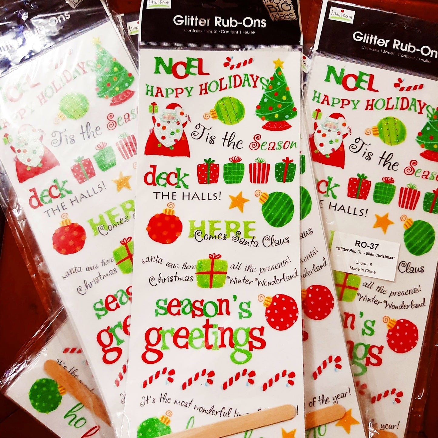 Christmas Glitter Rub-On Transfers