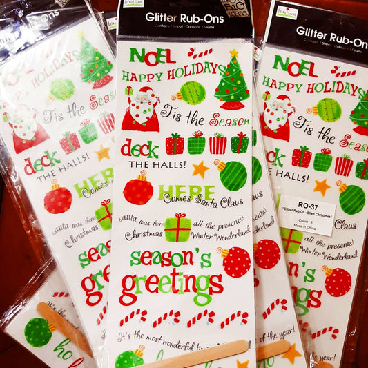 Christmas Glitter Rub-On Transfers