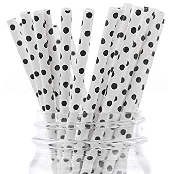 White Polka Dot Paper Straws
