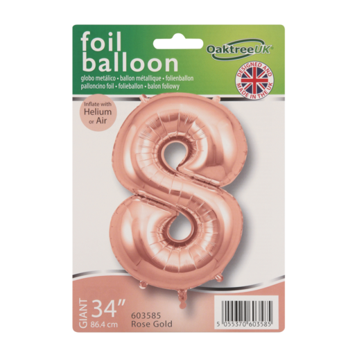 OAKTREE 34" ROSE GOLD NUMBER FOIL