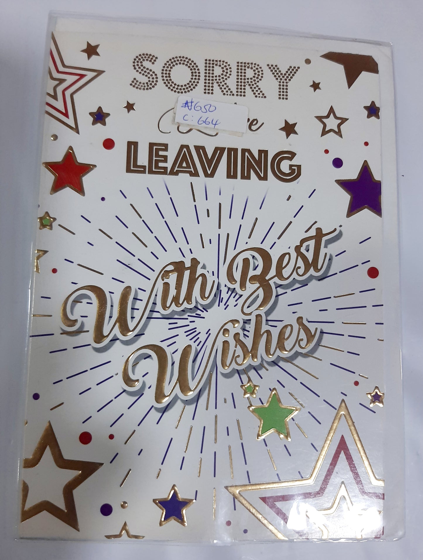 SORRY YOU'RE LEAVING CARD