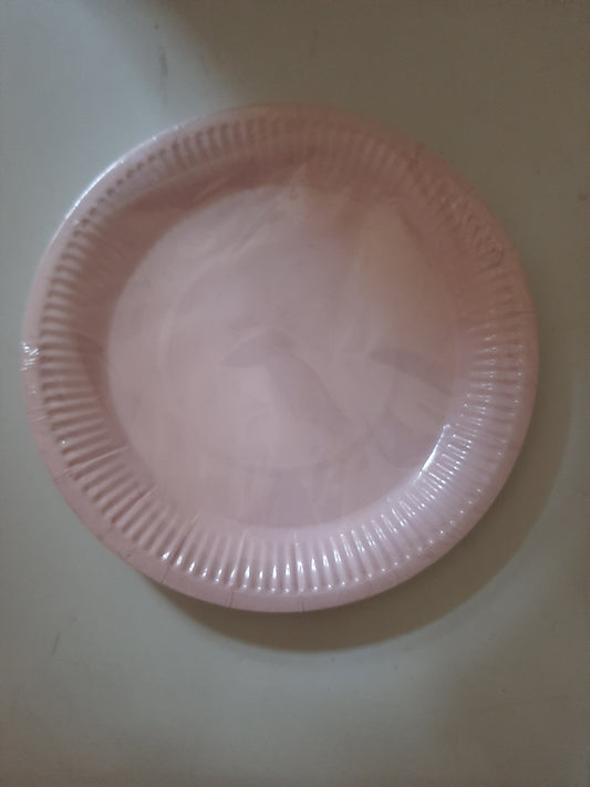 Powder Pink Paper Plates 7"