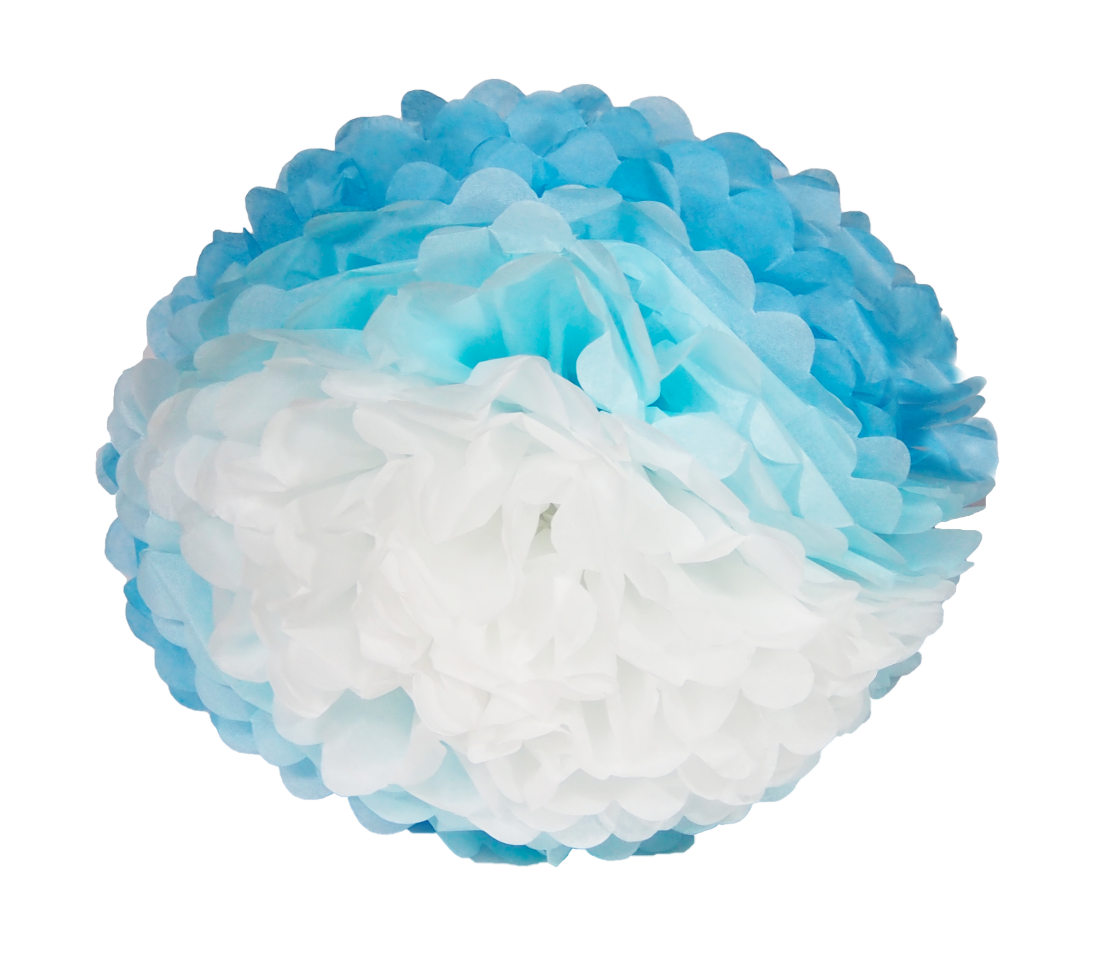 BLUE & WHITE POM POM