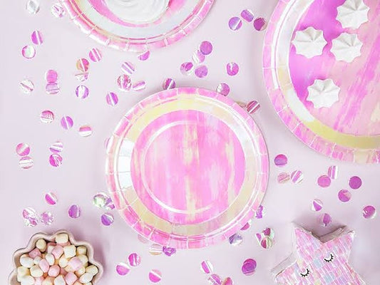 Pink Iridescent Plates