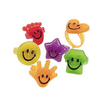 Glitter Smiley Face Rings